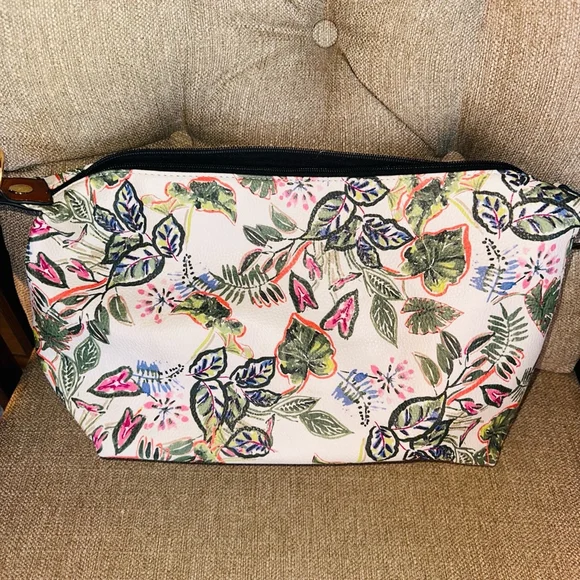 EUC GH Bass & Co Floral Pebble Leather Floral 3 In 1 Shoulder Tote Purse - Picture 9 of 15